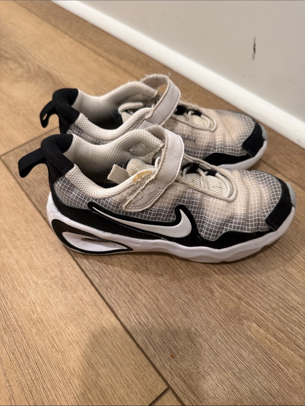 Nike Kids White and Black Velcro Athletic Sneakers